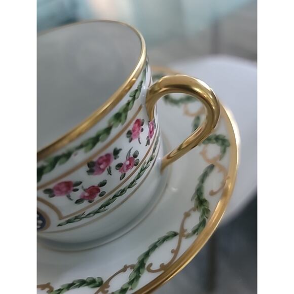 Haviland Limoges Cup & Saucer Set Louveciennes France Tea Estate Gold Trim China - Picture 3 of 13